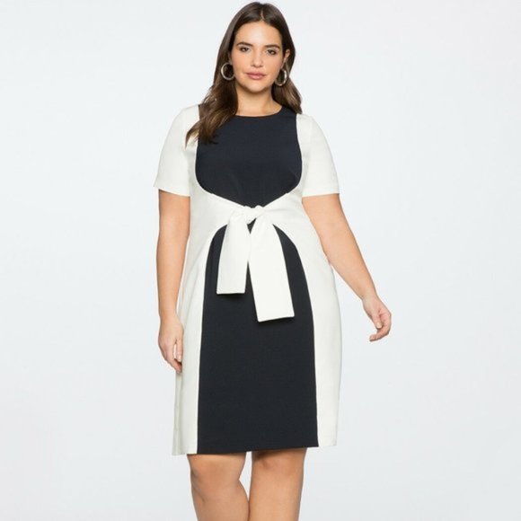 ELOQUII Navy/White Color Block Dress NWT - Picture 1 of 4